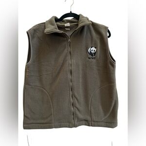 WWF Panda Green Fleece Vest Unisex Naturecore Gorpcore Outdoor Medium